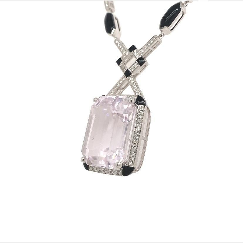 Contemporary Lucea New York Kunzite Diamond Agate Pendant For Sale