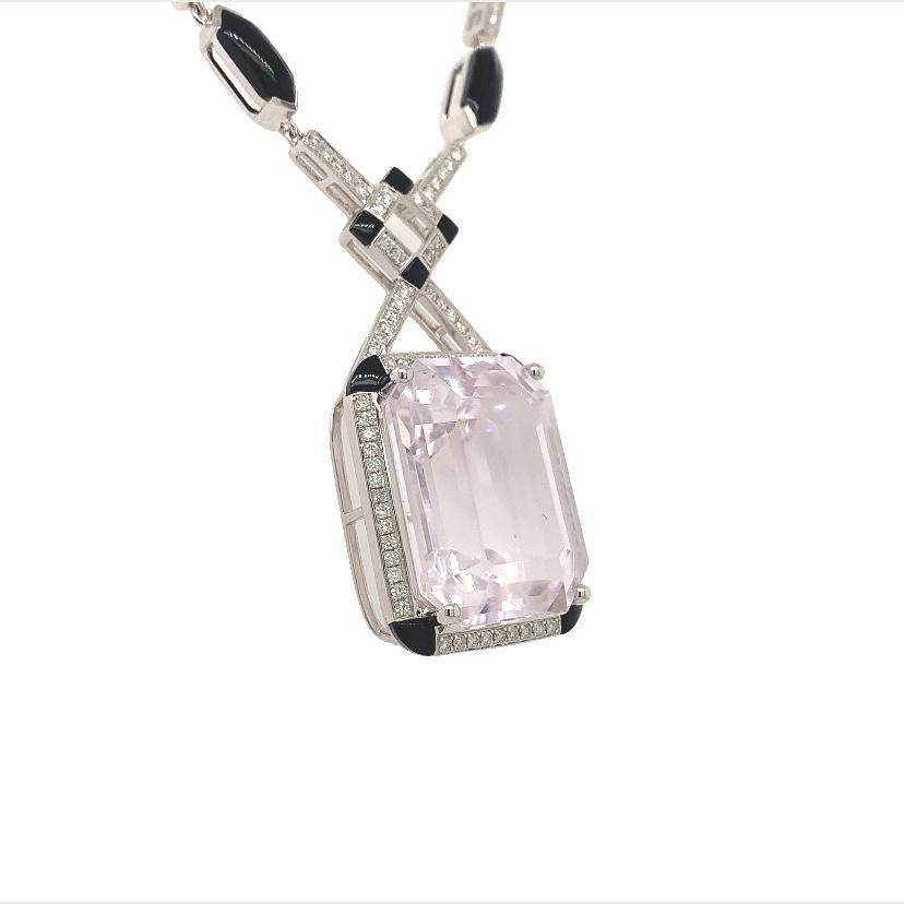 Taille mixte Lucea New York Pendentif en kunzite et agate avec diamants en vente