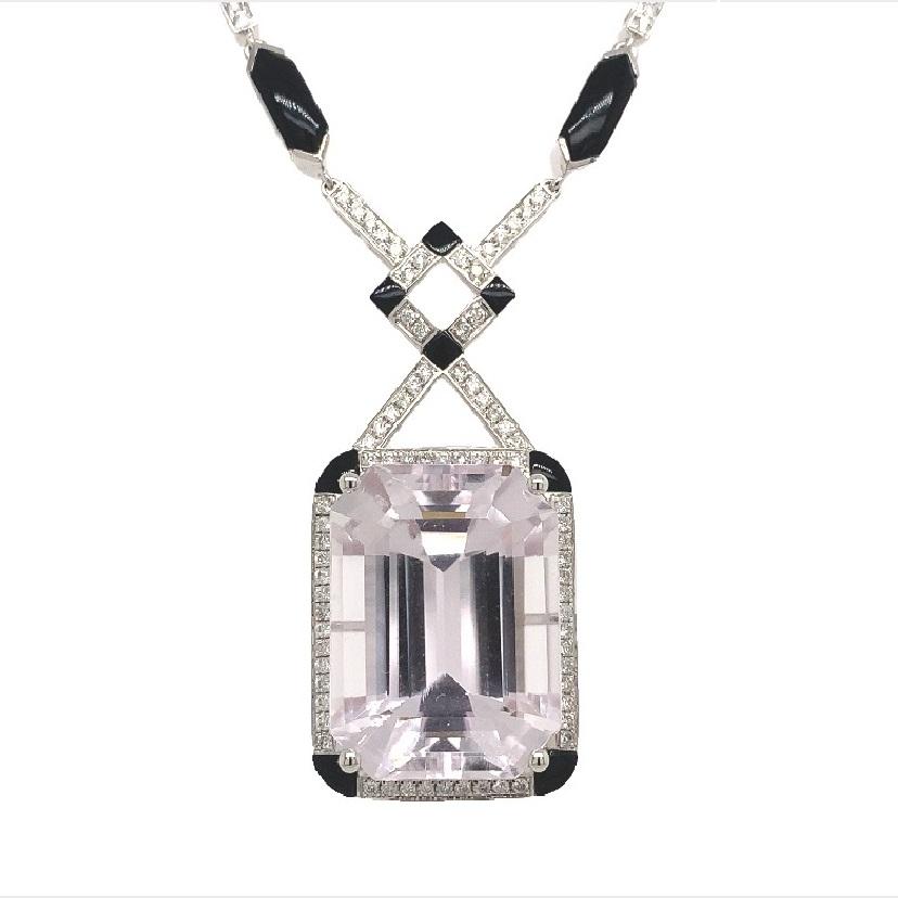 Women's Lucea New York Kunzite Diamond Agate Pendant For Sale