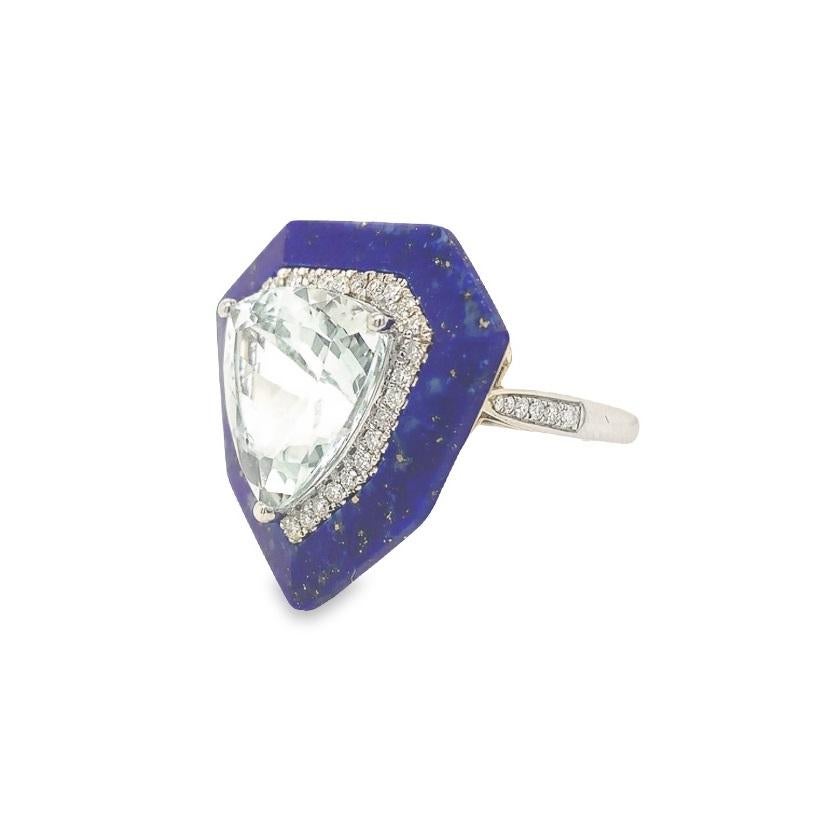 Contemporary Lucea New York Lapiz Aquamarine Diamond Ring For Sale