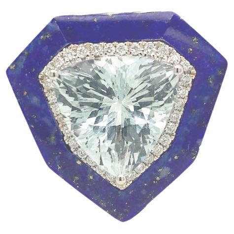 Lucea New York Lapiz Aquamarine Diamond Ring For Sale