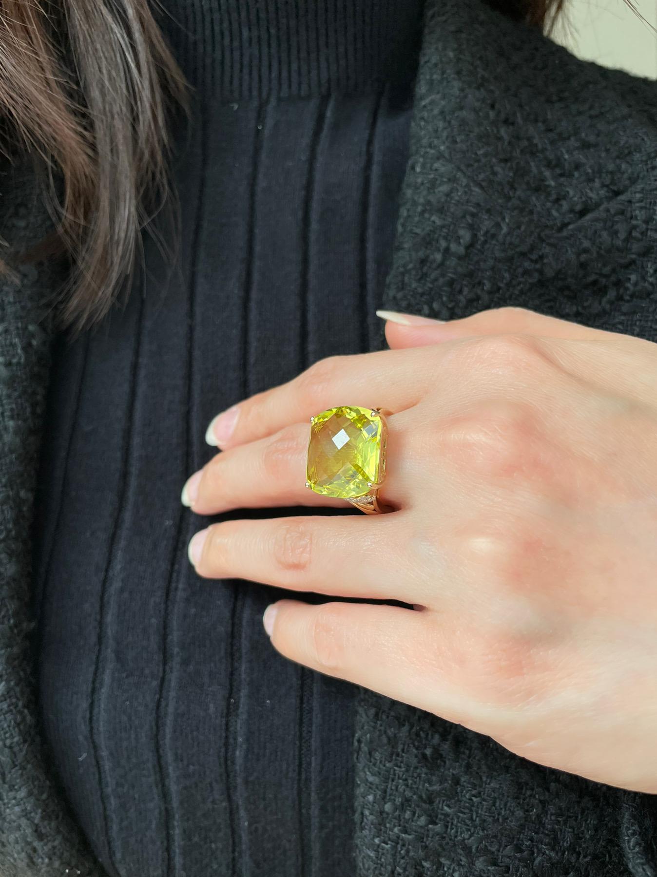 Women's Lucea New York Lemon Quartz & Diamond Ring For Sale