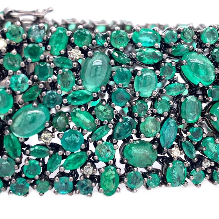 Contemporary Lucea New York Mixed Cut Emerald Statement Bracelet