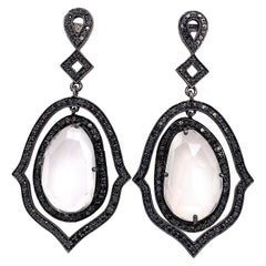Lucea New York Moon Stone and Black Diamond Earring Lucea New York Moon Stone and Black Diamond Earring