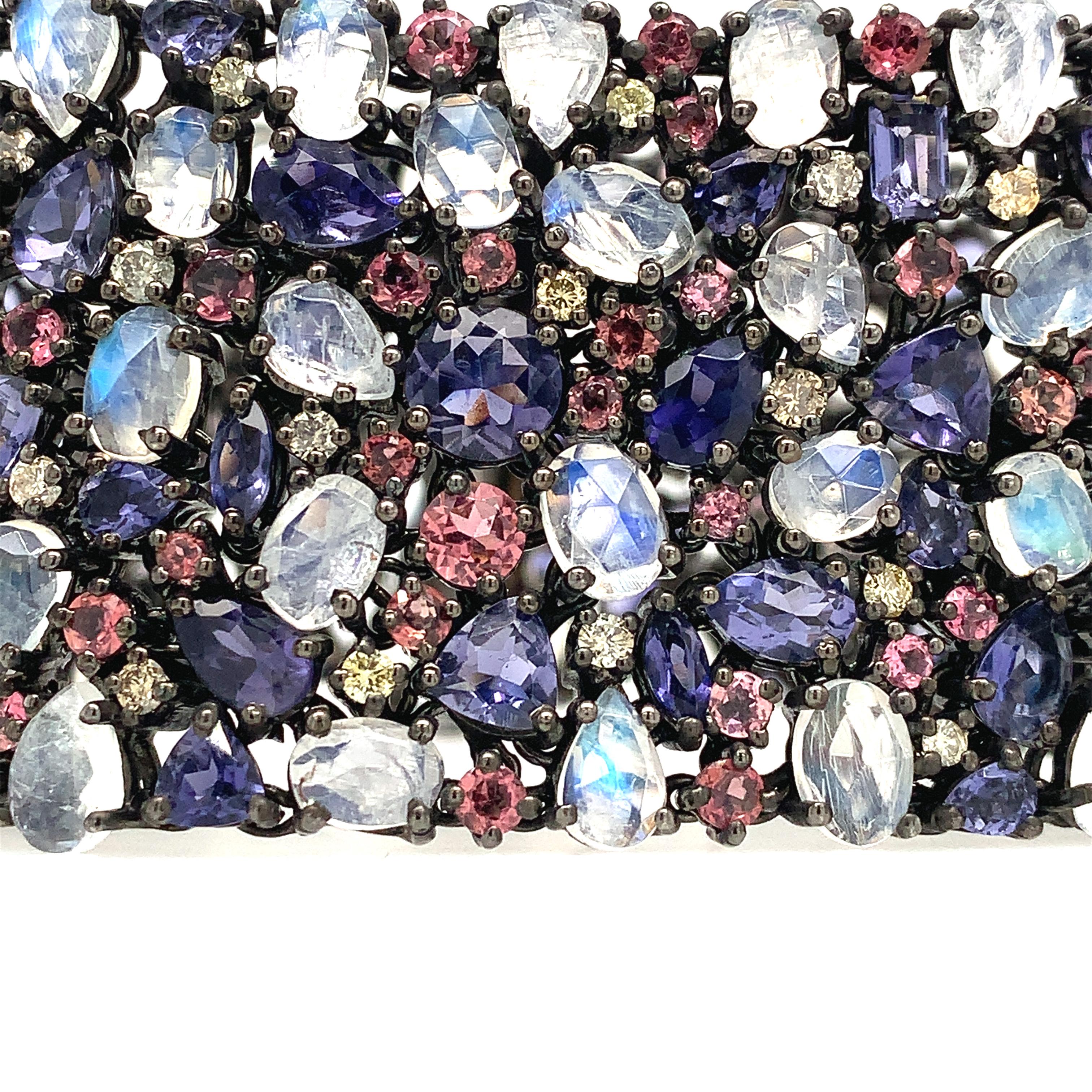 Femenino o masculino Lucea New York Pulsera de Piedra de Luna Iolita Rodolita Diamante Astilla en venta