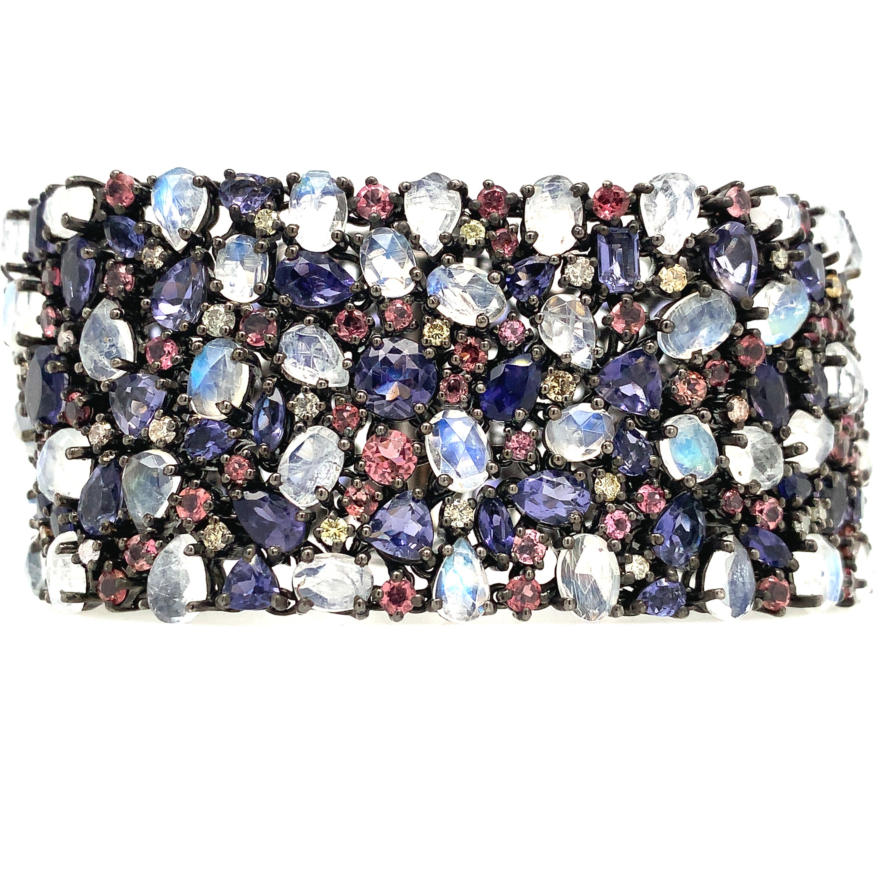 Lucea New York Pulsera de Piedra de Luna Iolita Rodolita Diamante Astilla en venta 1