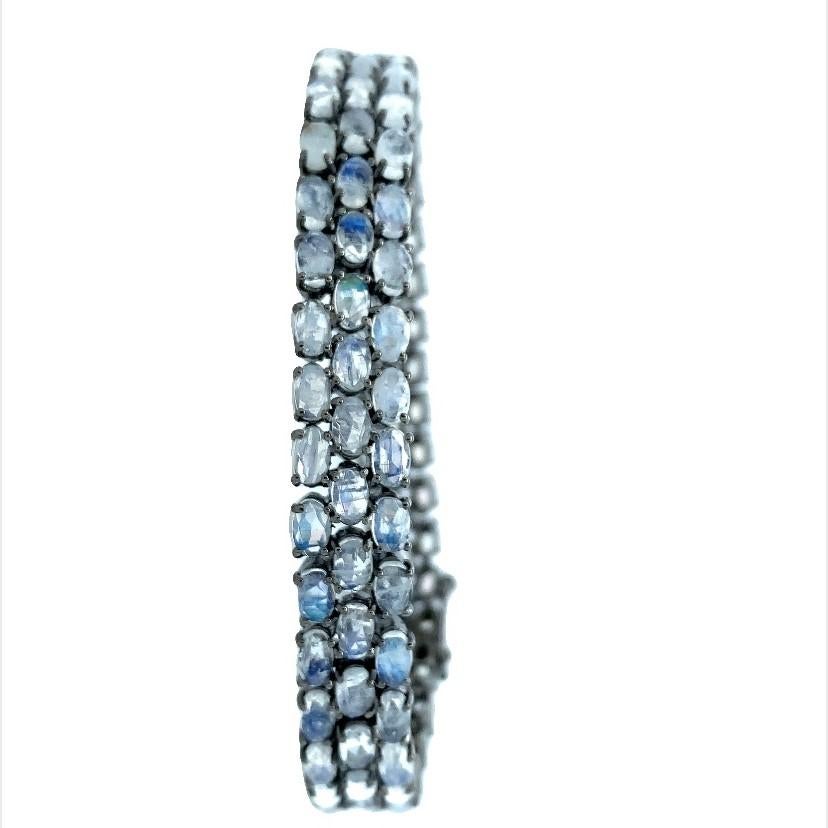 Women's or Men's Lucea New York Moonstone Silver Bracelet For Sale