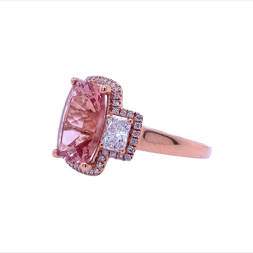 Contemporary Lucea New York Morganite and Side Diamond Ring For Sale