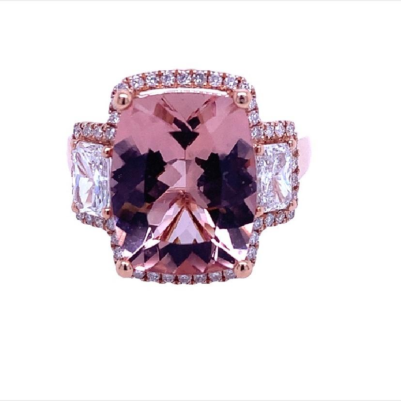 Women's Lucea New York Morganite and Side Diamond Ring For Sale