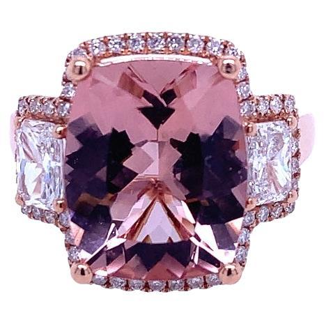 Lucea New York Morganite and Side Diamond Ring For Sale