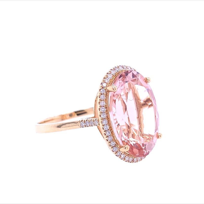 Mixed Cut Lucea New York Morganite Diamond Ring For Sale