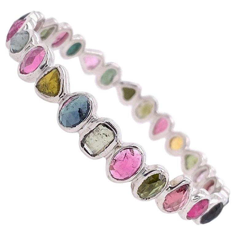 Lucea New York Multi-Color and Multi Shape Tourmaline Bangle Bracelet For Sale