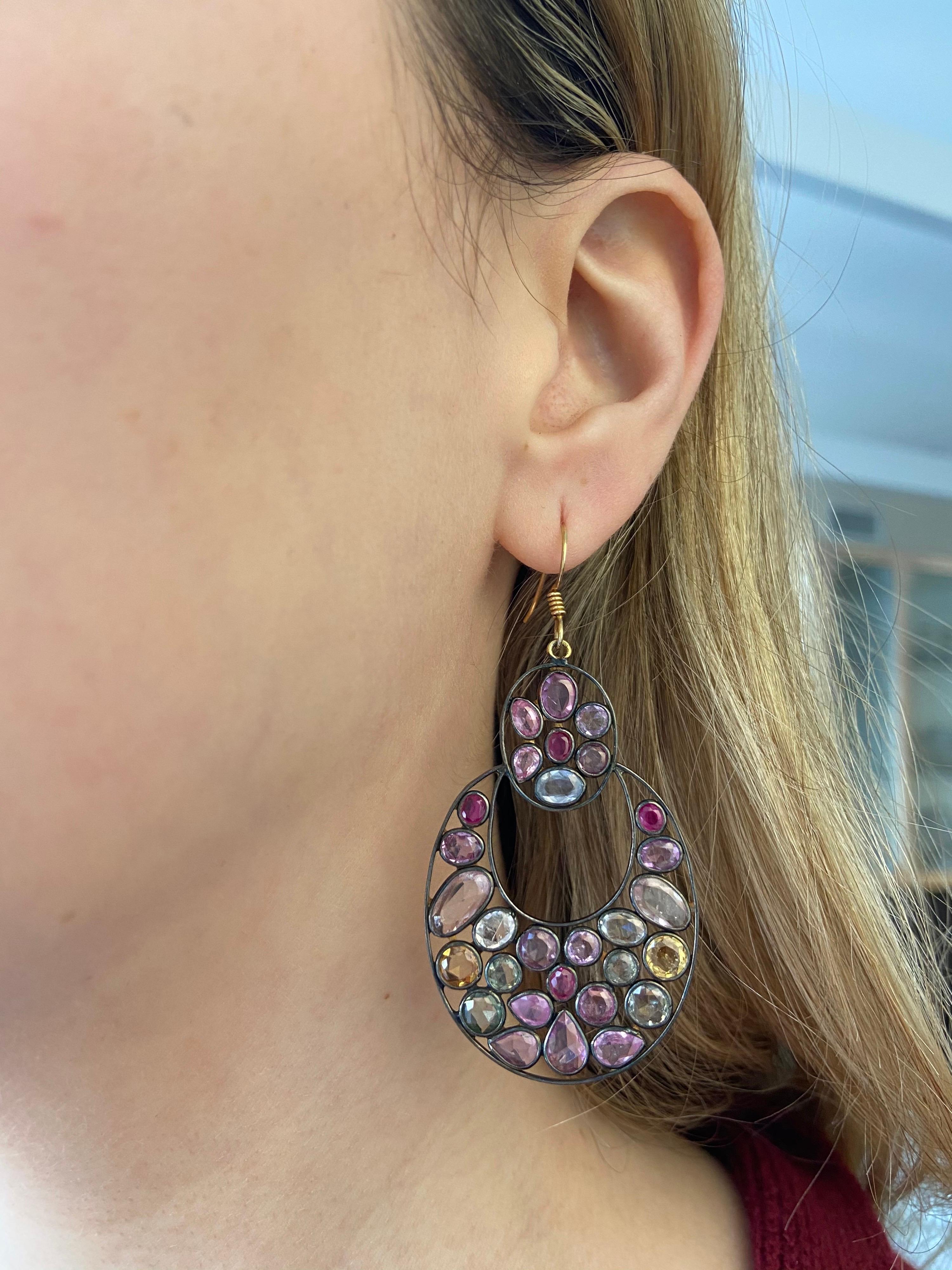 Lucea New York Multi-Color Sapphire Dangle Earrings For Sale 2