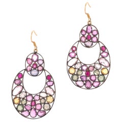 Pendants d'oreilles Lucea New York en saphirs multicolores