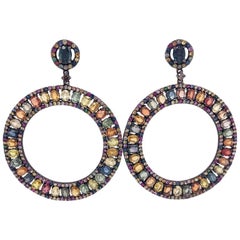 Lucea New York Multi-Color Sapphire Drop Circle Earrings