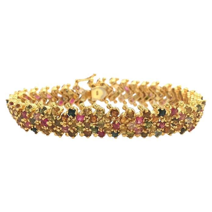 Lucea New York Multi Tourmaline Silver Bracelet For Sale