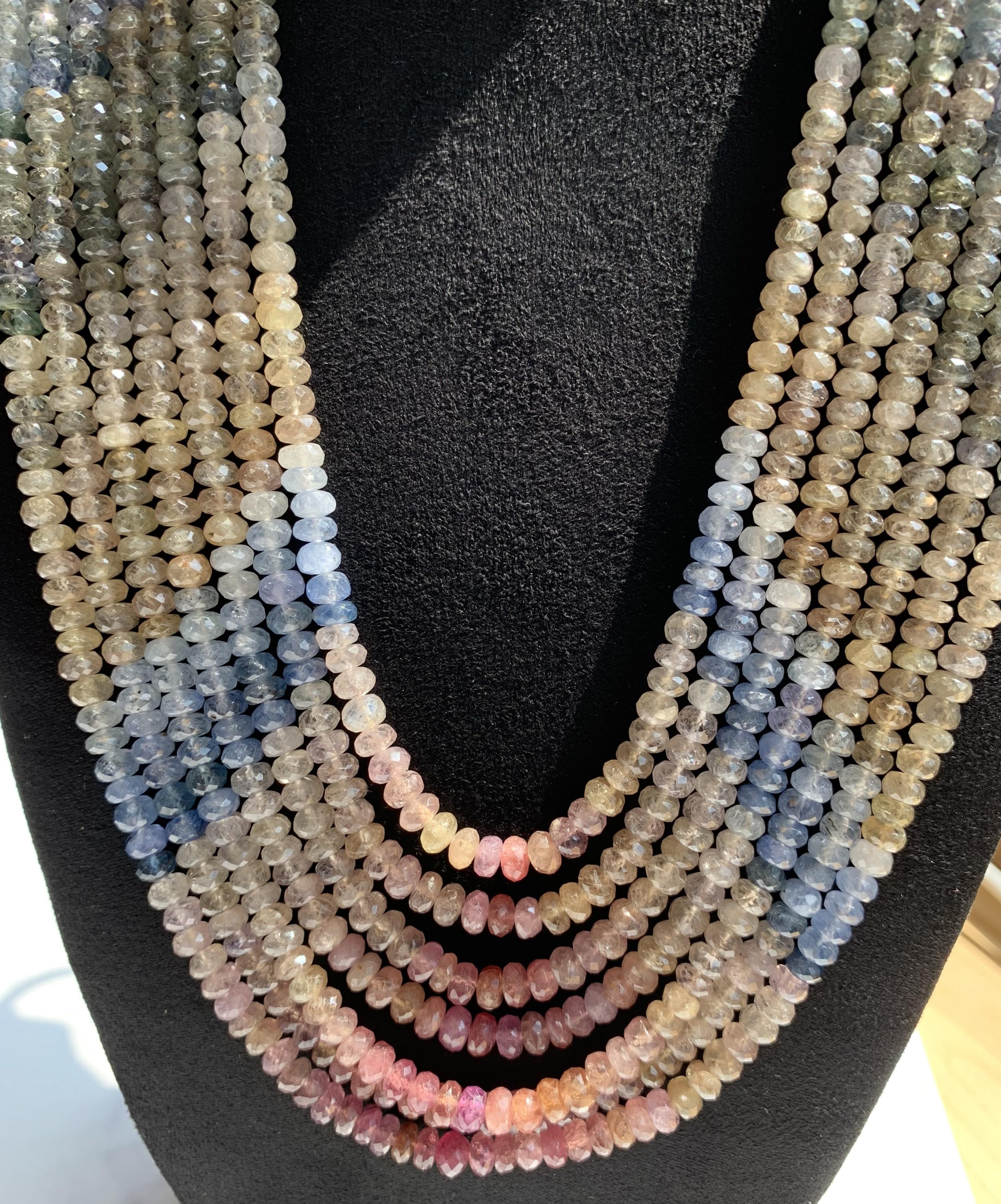 Life in color Collection

Multicolor Sapphire beaded totaling 958.33ct featuring as a multi-strand long necklace. The length can be adjustable from the basic 24 inches.

Multicolor Sapphire: 958.33ct total weight.