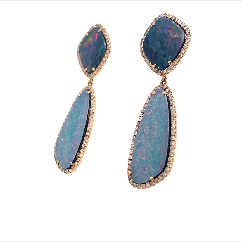 Contemporary Lucea New York Opal and Diamond Earrings For Sale