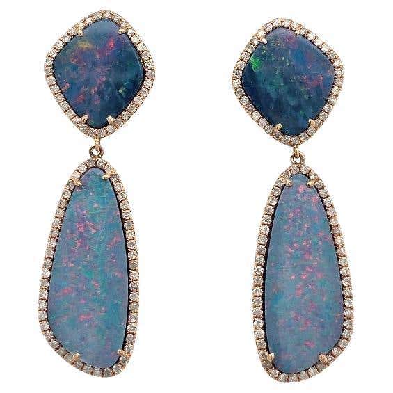 Ruchi New York Ethiopian Opal and Sapphire Baguette Earrings For Sale ...