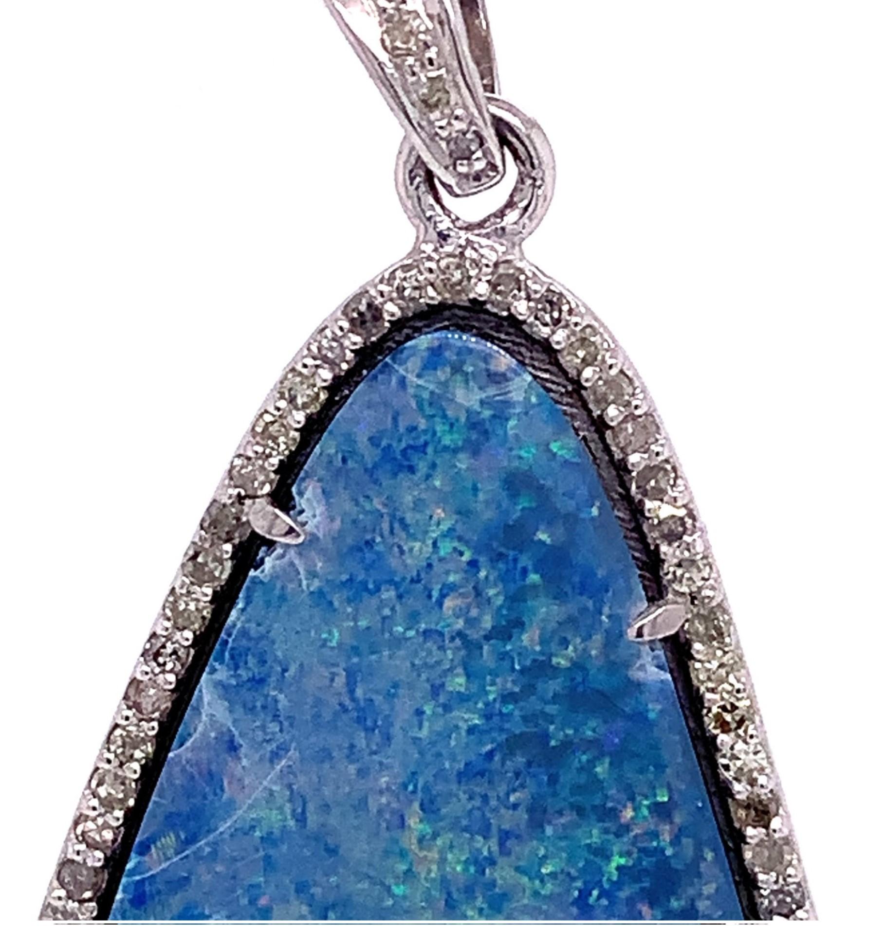 Mixed Cut Lucea New York Opal and Diamond Pendant