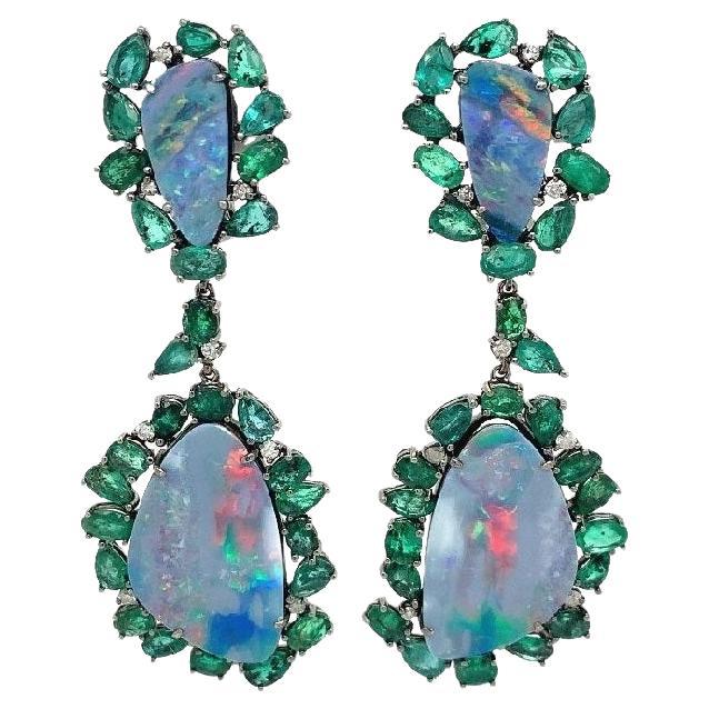 Lucea New York Opal and Emerald Earrings For Sale