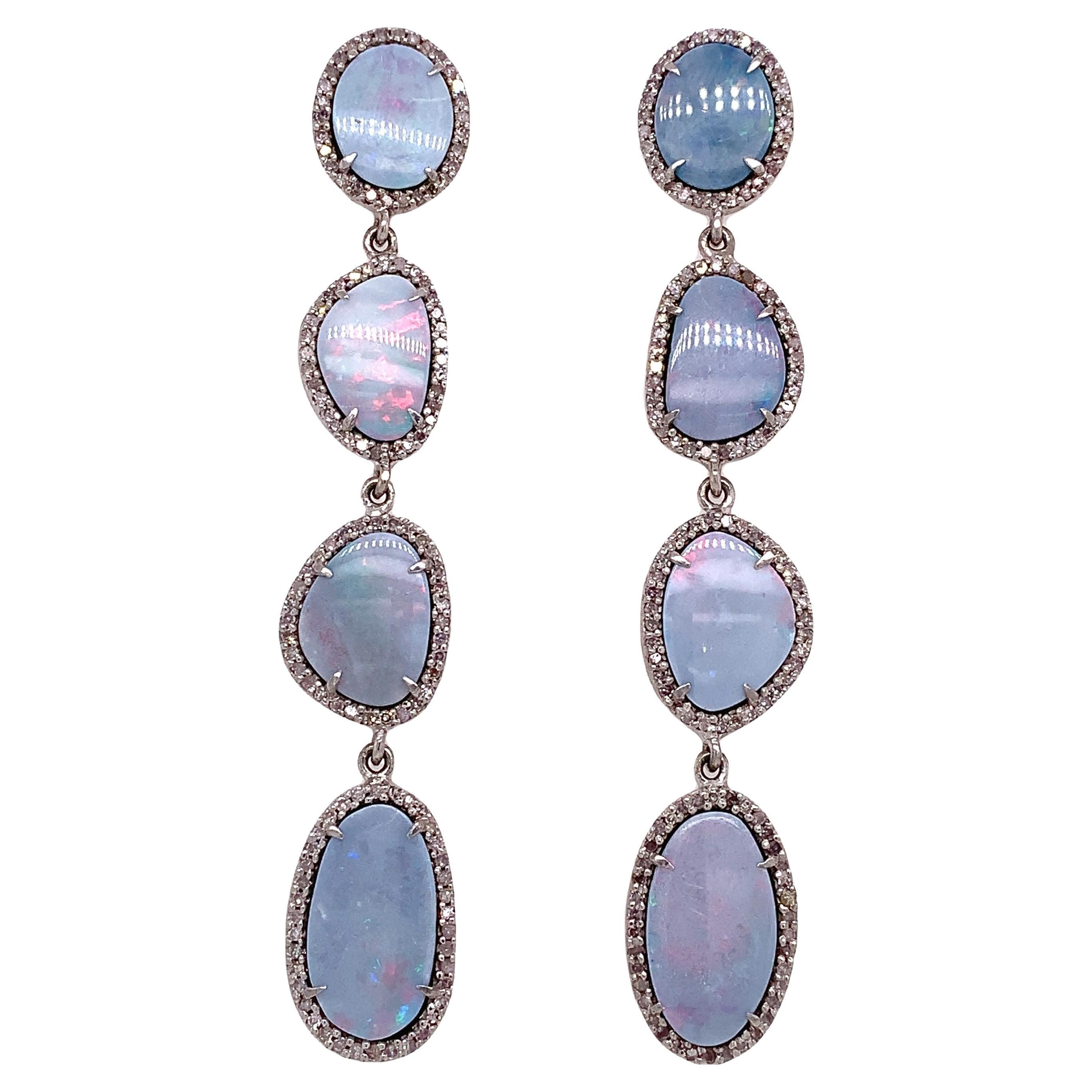 Lucea New York Opal & Icy Diamond Earrings For Sale