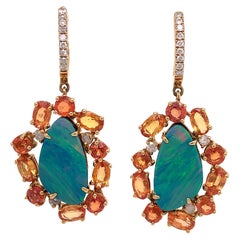 Lucea New York Opal, Orange Sapphire and Diamond Earrings