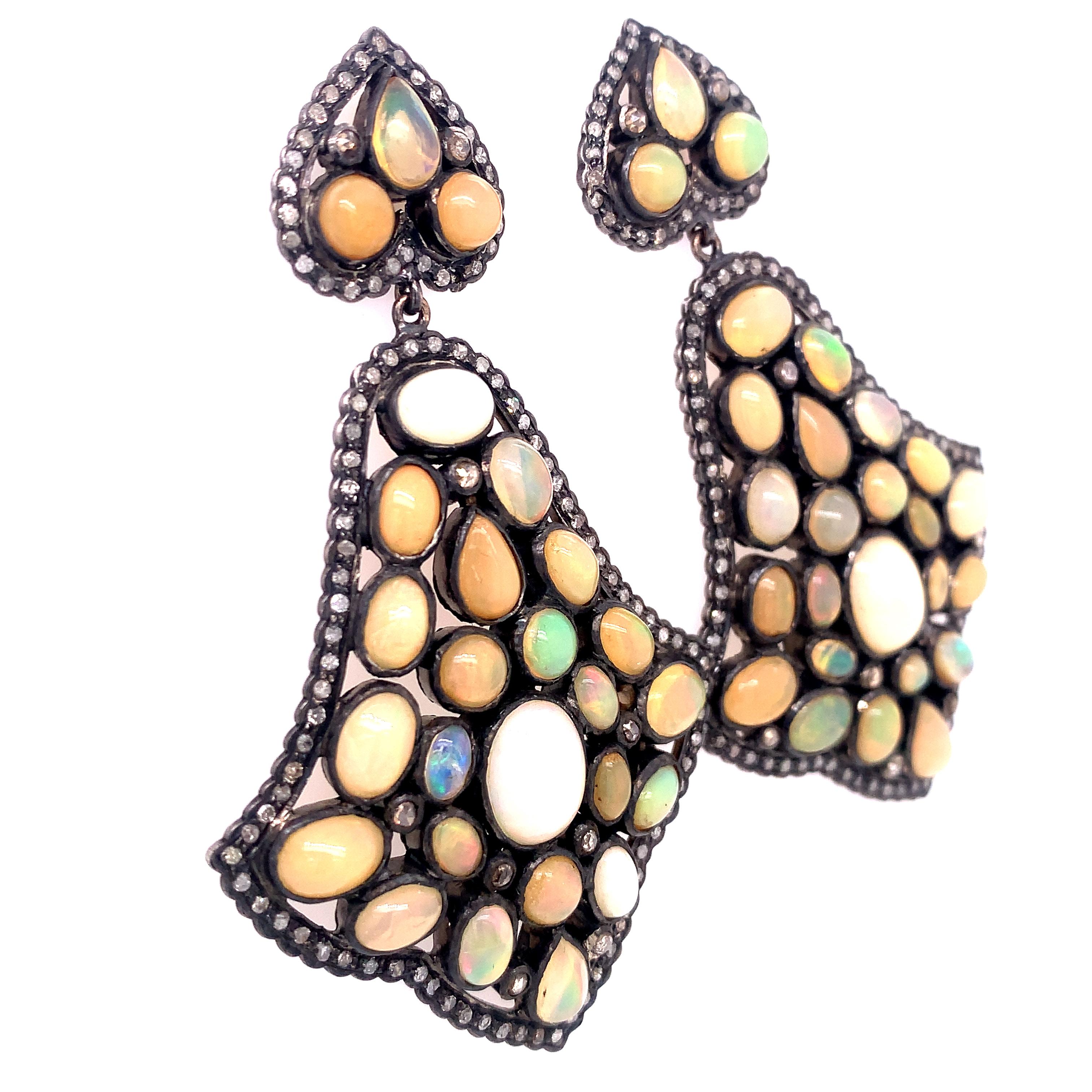 Mixed Cut Lucea New York Opal Statement Earrings For Sale