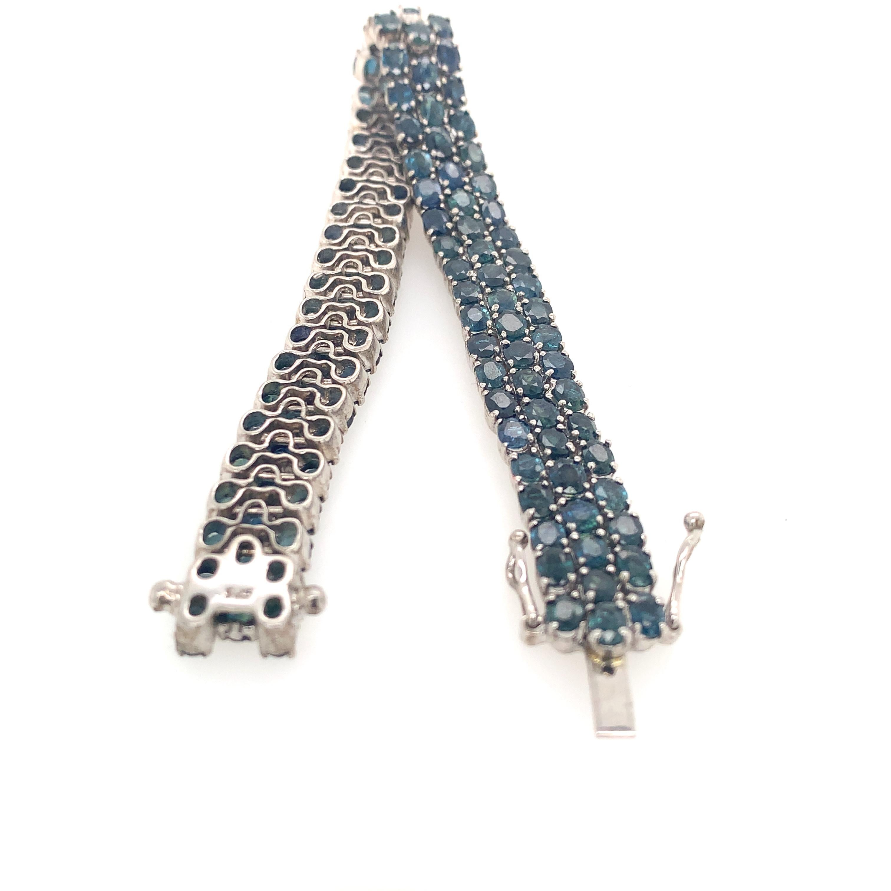 Contemporary Lucea New York Oval Sapphire Silver Bracelet For Sale