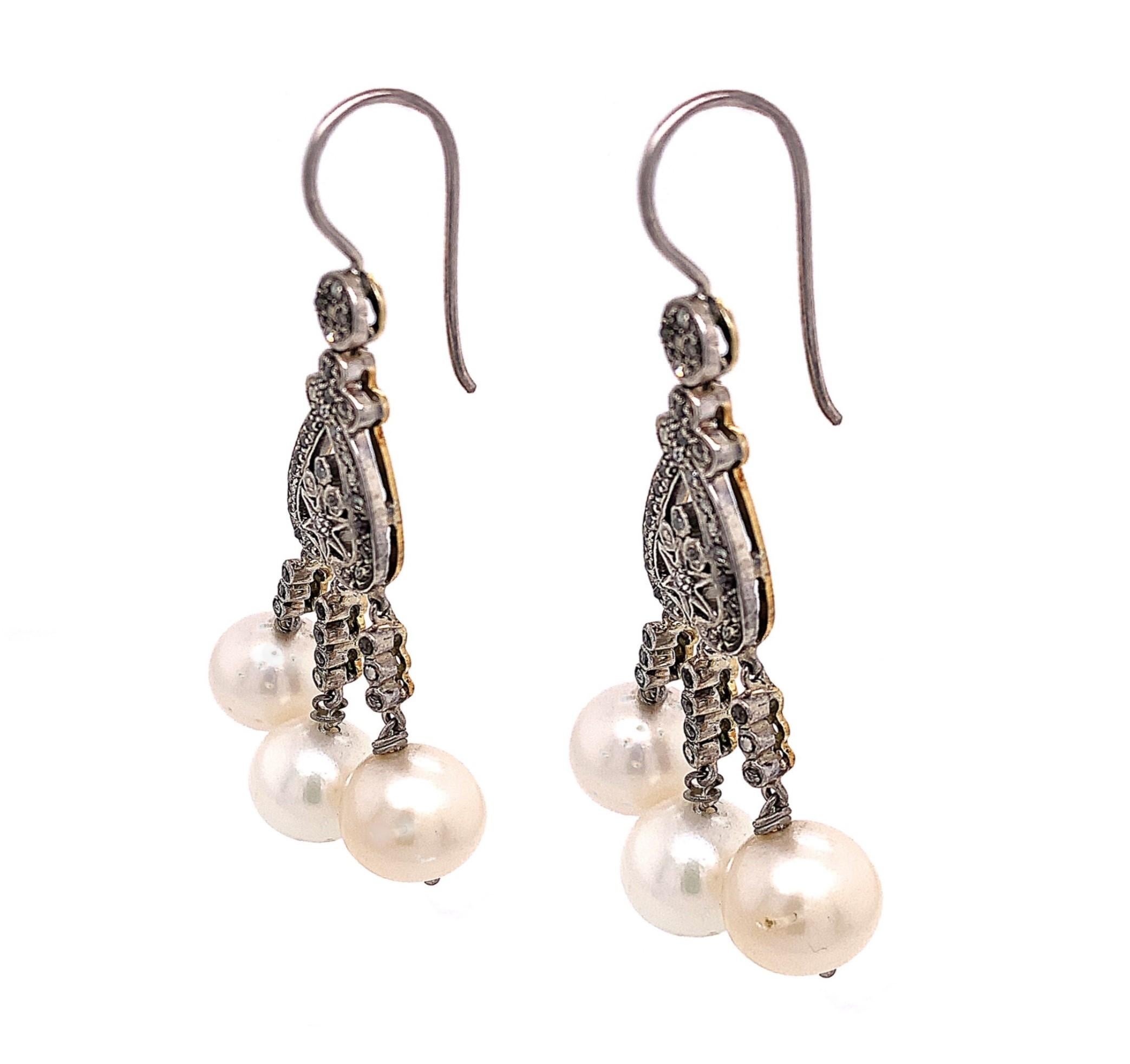 pearl and diamond chandelier earrings