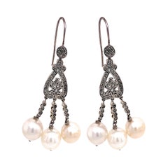 Lucea New Yorker Perlen- und Diamant-Kronleuchter-Ohrring