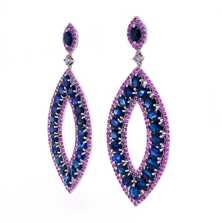 Lucea New York Pink and Blue Sapphire and Diamond Drop Earrings For ...