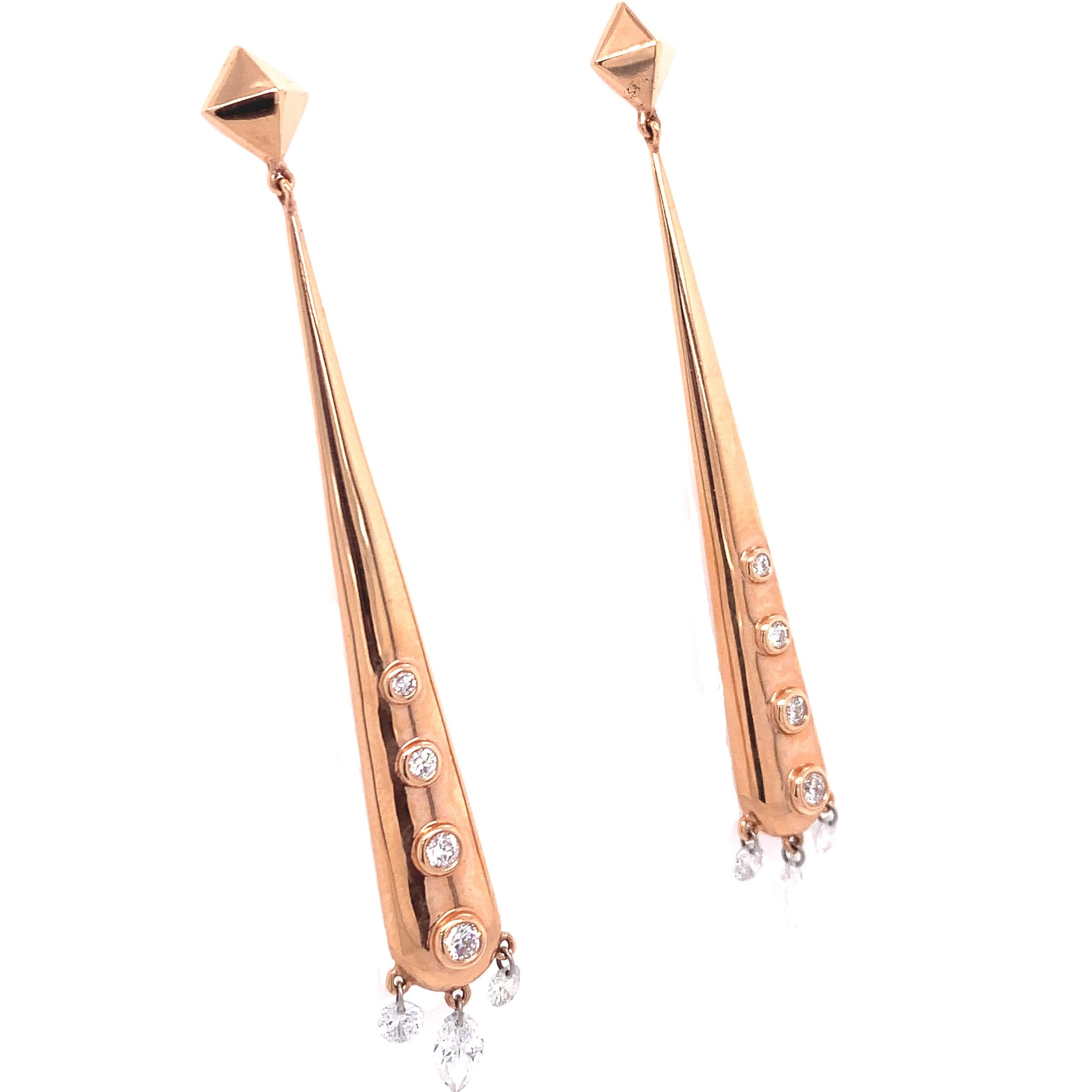 Contemporary Lucea New York Pink Gold & Diamonds Earring For Sale
