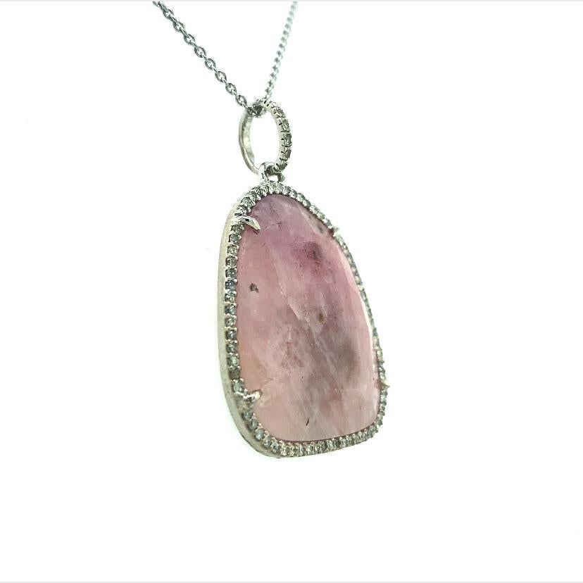 Contemporary Lucea New York Pink Sapphire & Diamond Pendant For Sale