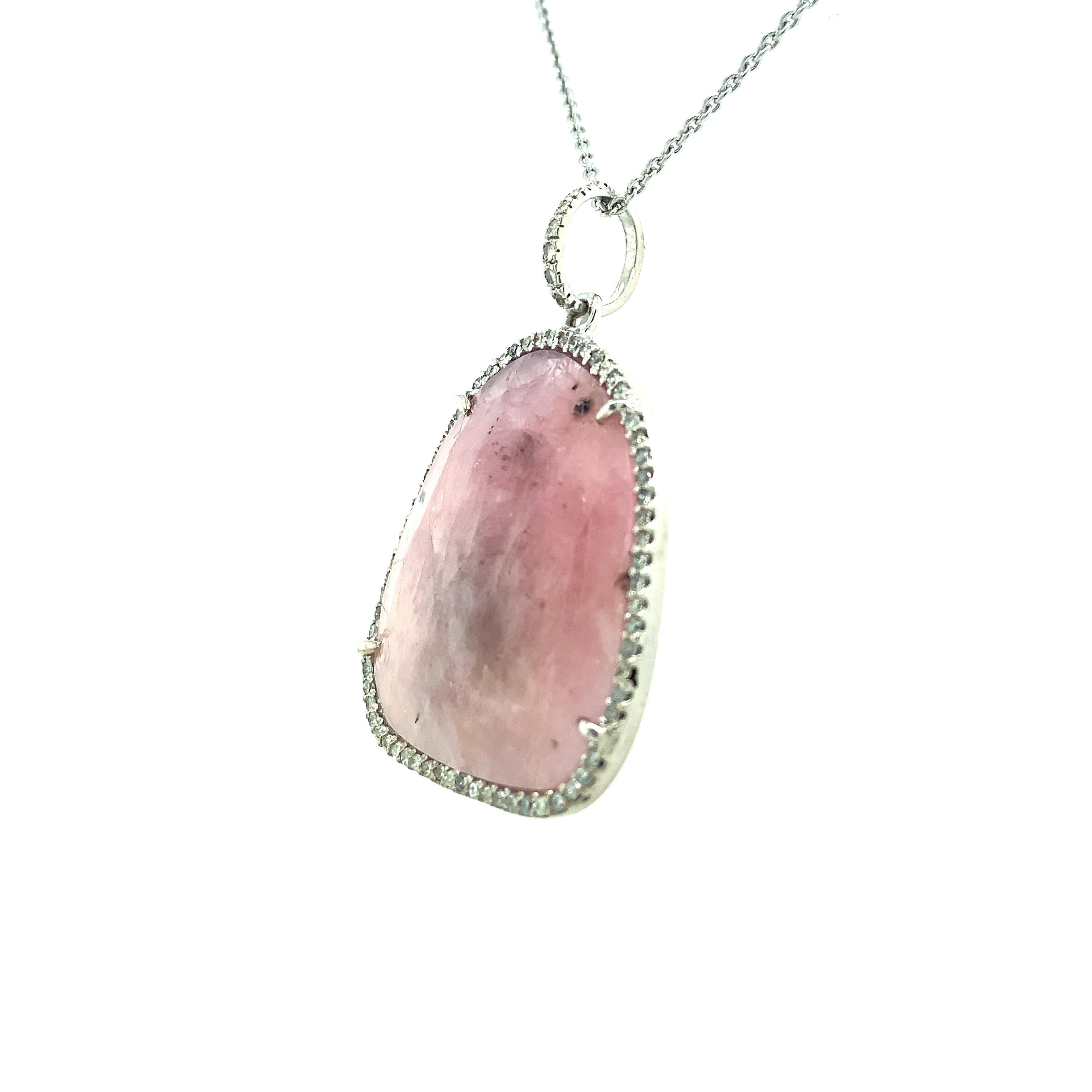Mixed Cut Lucea New York Pink Sapphire & Diamond Pendant For Sale