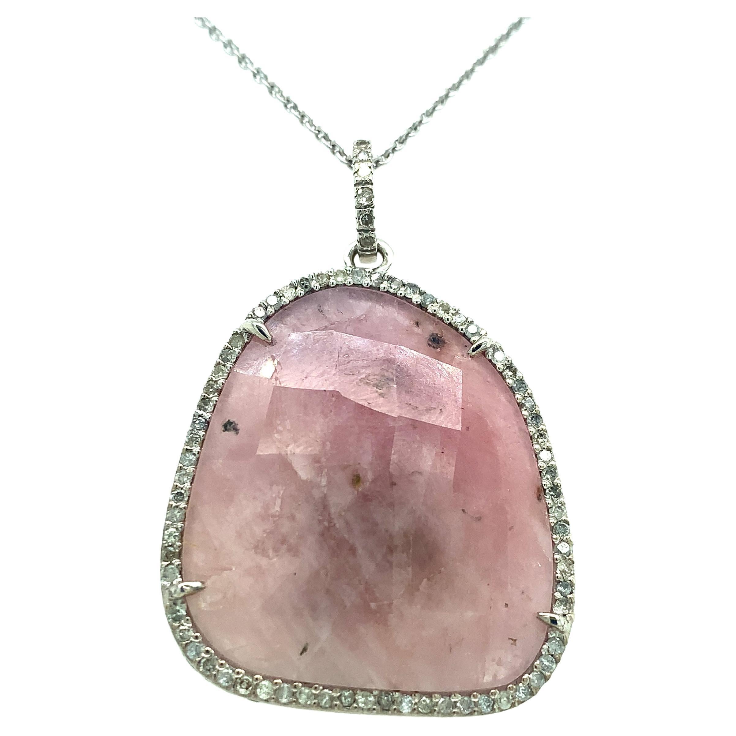 Lucea New York Pink Sapphire & Diamond Pendant For Sale