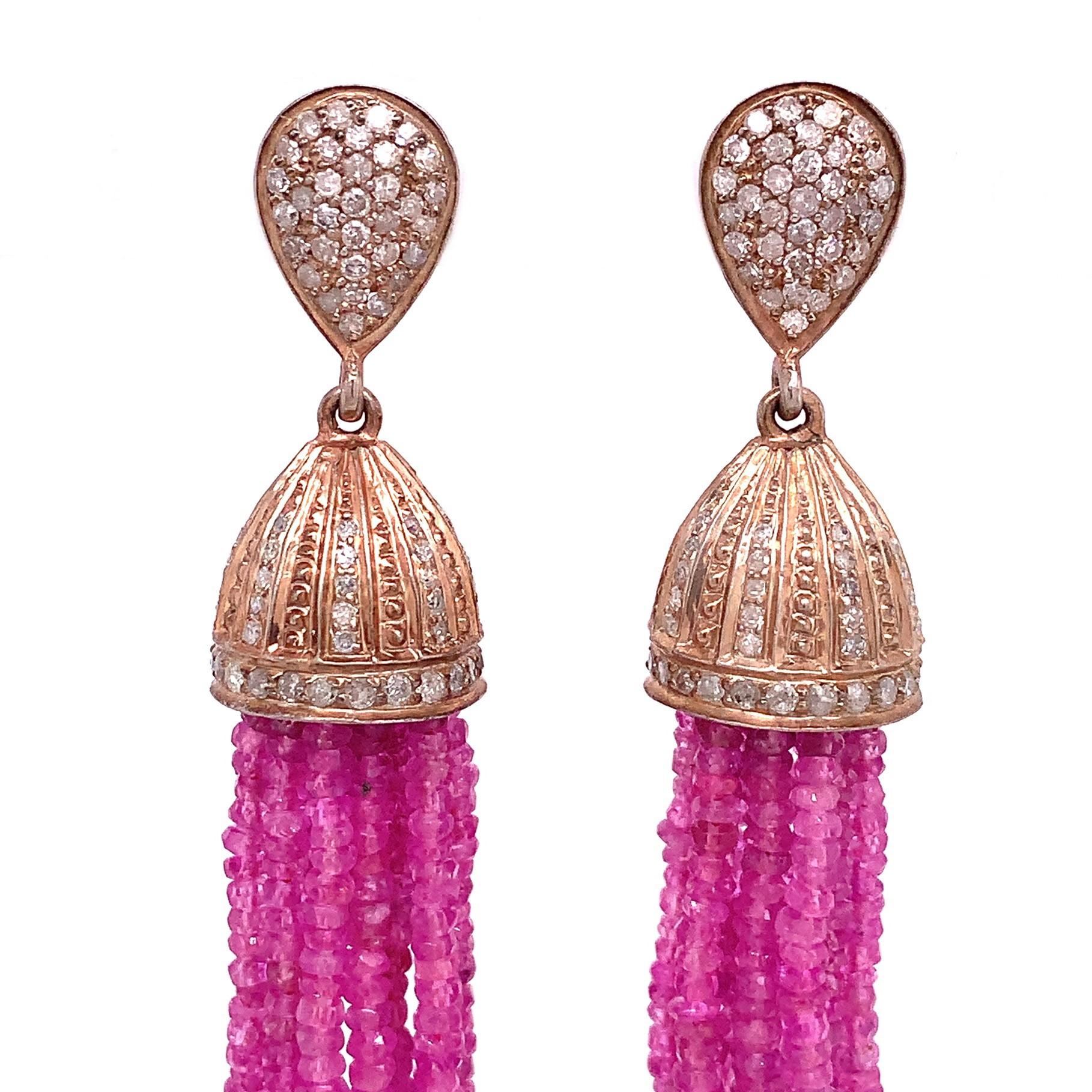 Contemporary Lucea New York Pink Sapphire Tassel Earrings