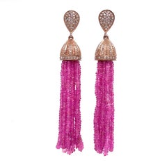 Lucea New York Boucles d'oreilles à pampilles en saphir rose