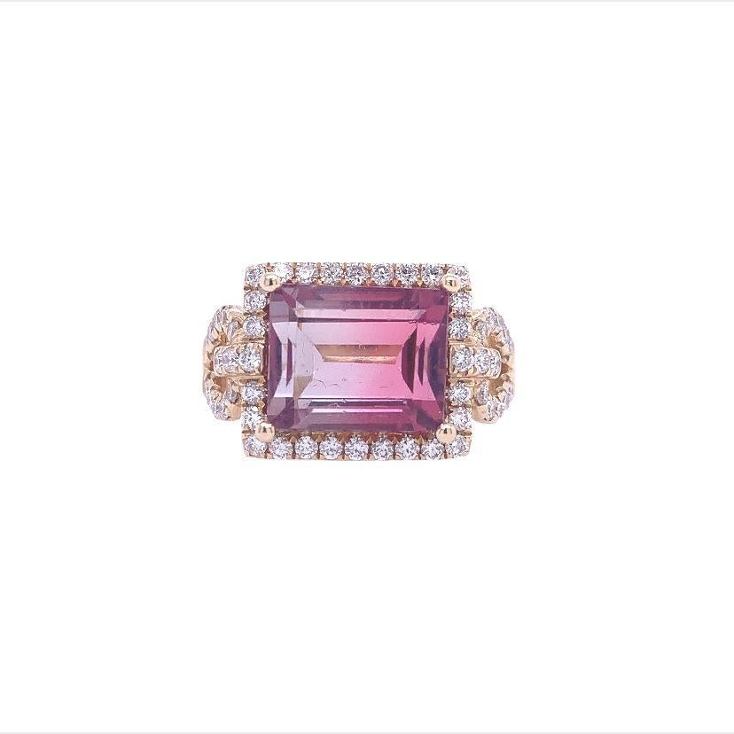 Contemporary Lucea New York Pink Tourmaline and Diamond Ring For Sale