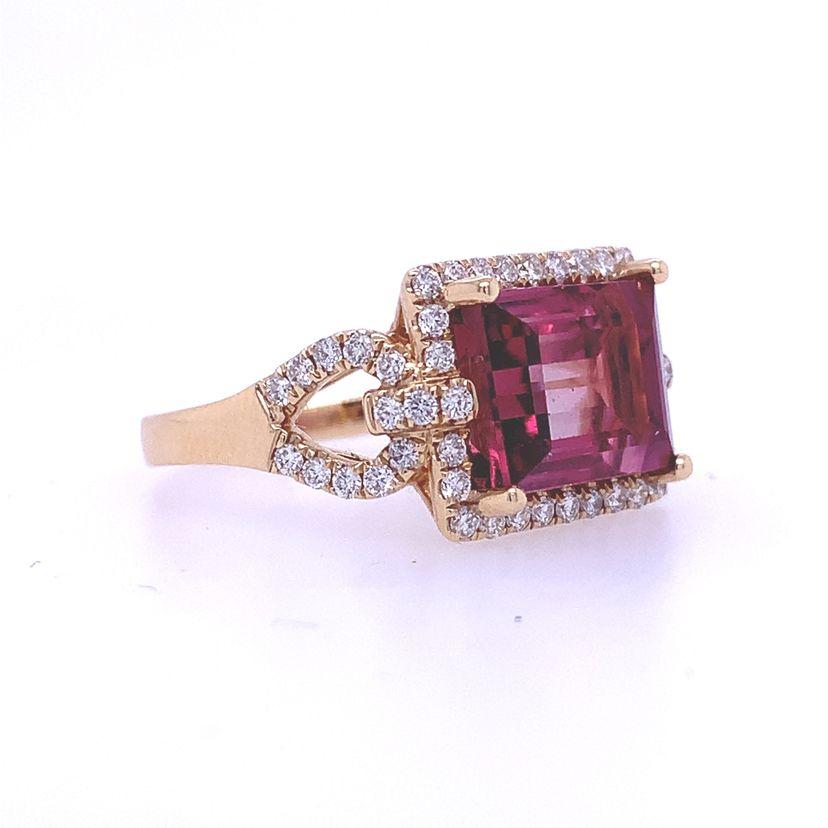 Mixed Cut Lucea New York Pink Tourmaline and Diamond Ring For Sale