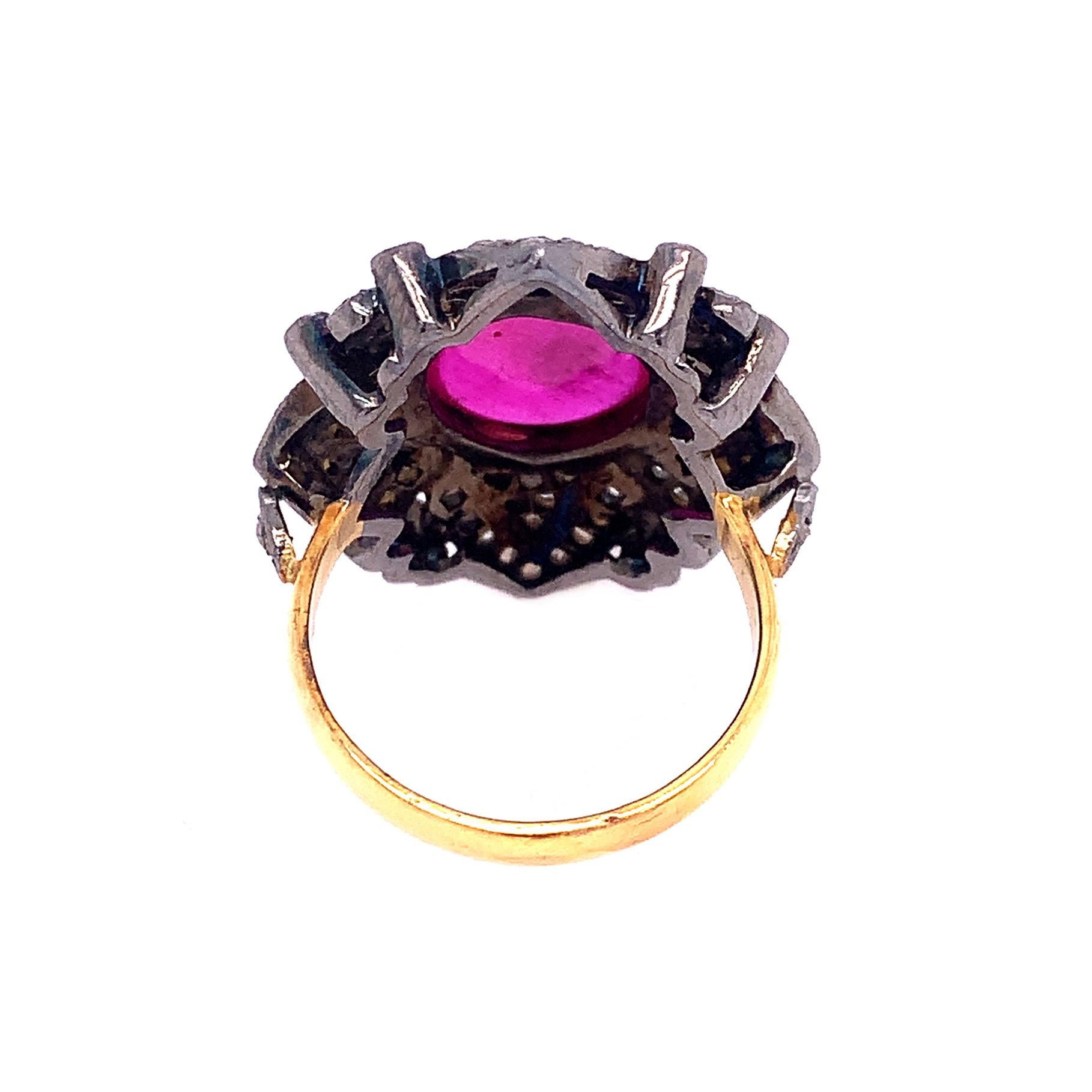 Contemporary Lucea New York Ruby and Diamond Cocktail Ring For Sale