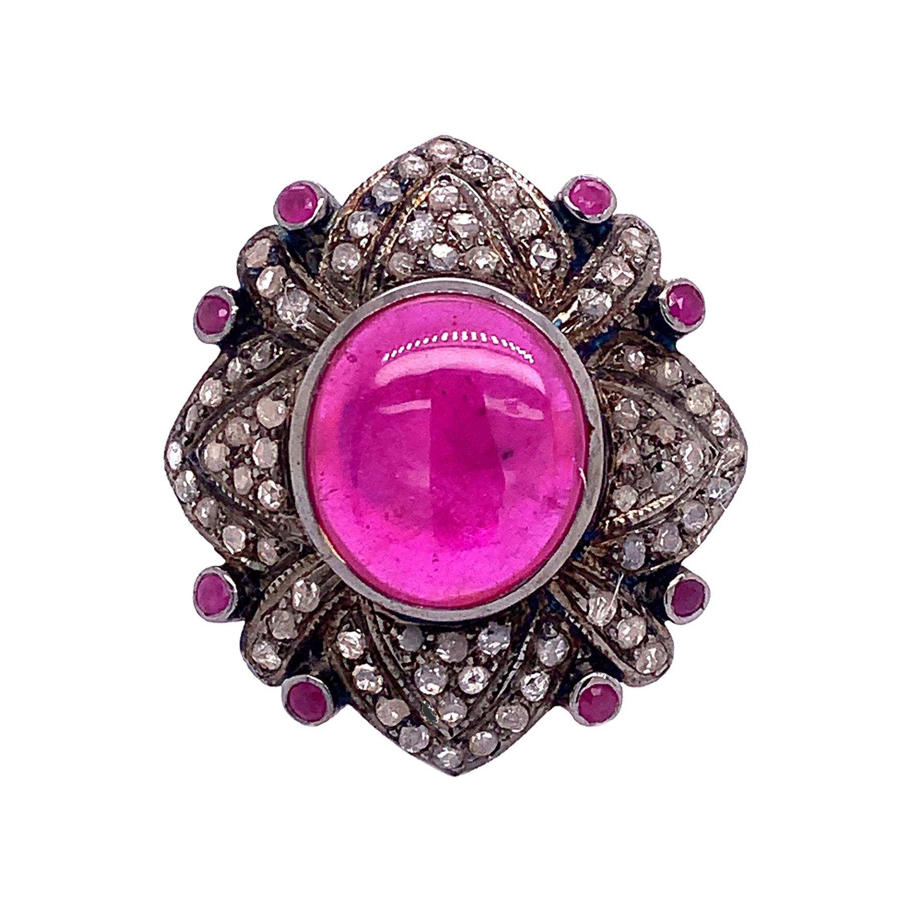 Lucea New York Ruby and Diamond Cocktail Ring For Sale