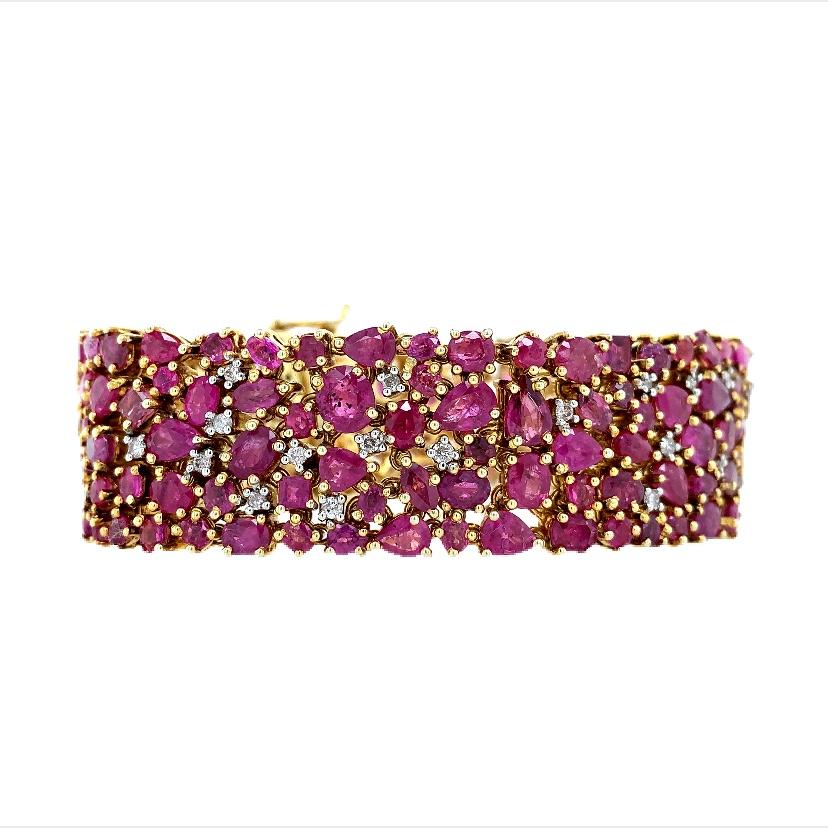 Contemporary Lucea New York Ruby and Diamond Silver Bracelet For Sale