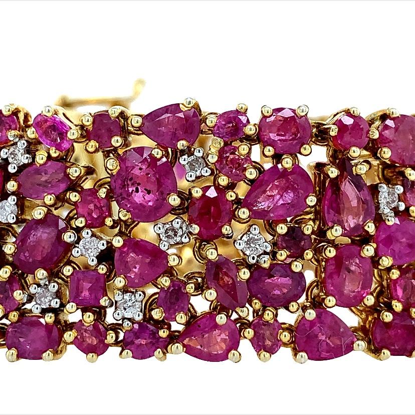 da uomo o donna Lucea New York Bracciale in argento con rubini e diamanti in vendita