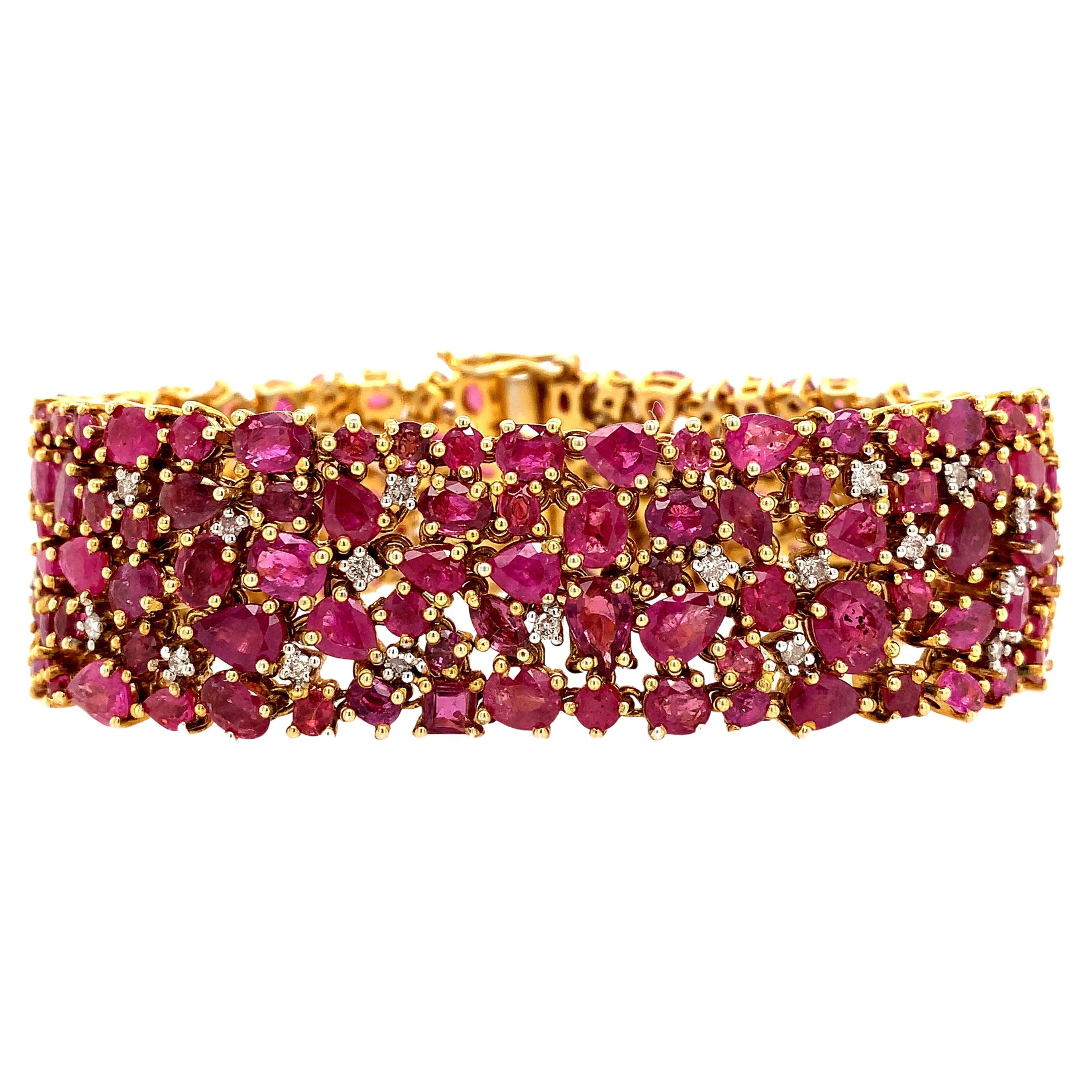 Lucea New York Ruby and Diamond Silver Bracelet For Sale