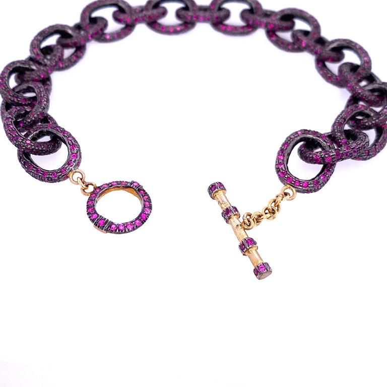 Contemporary Lucea New York Ruby Chain Link Bracelet For Sale