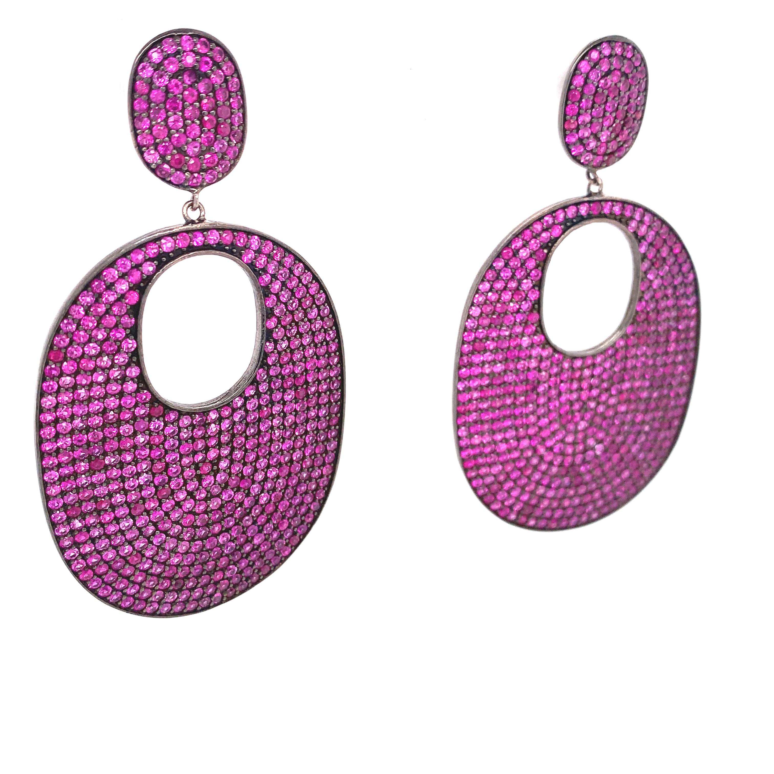Pendientes de disco con gota de rubí Lucea New York Contemporáneo en venta