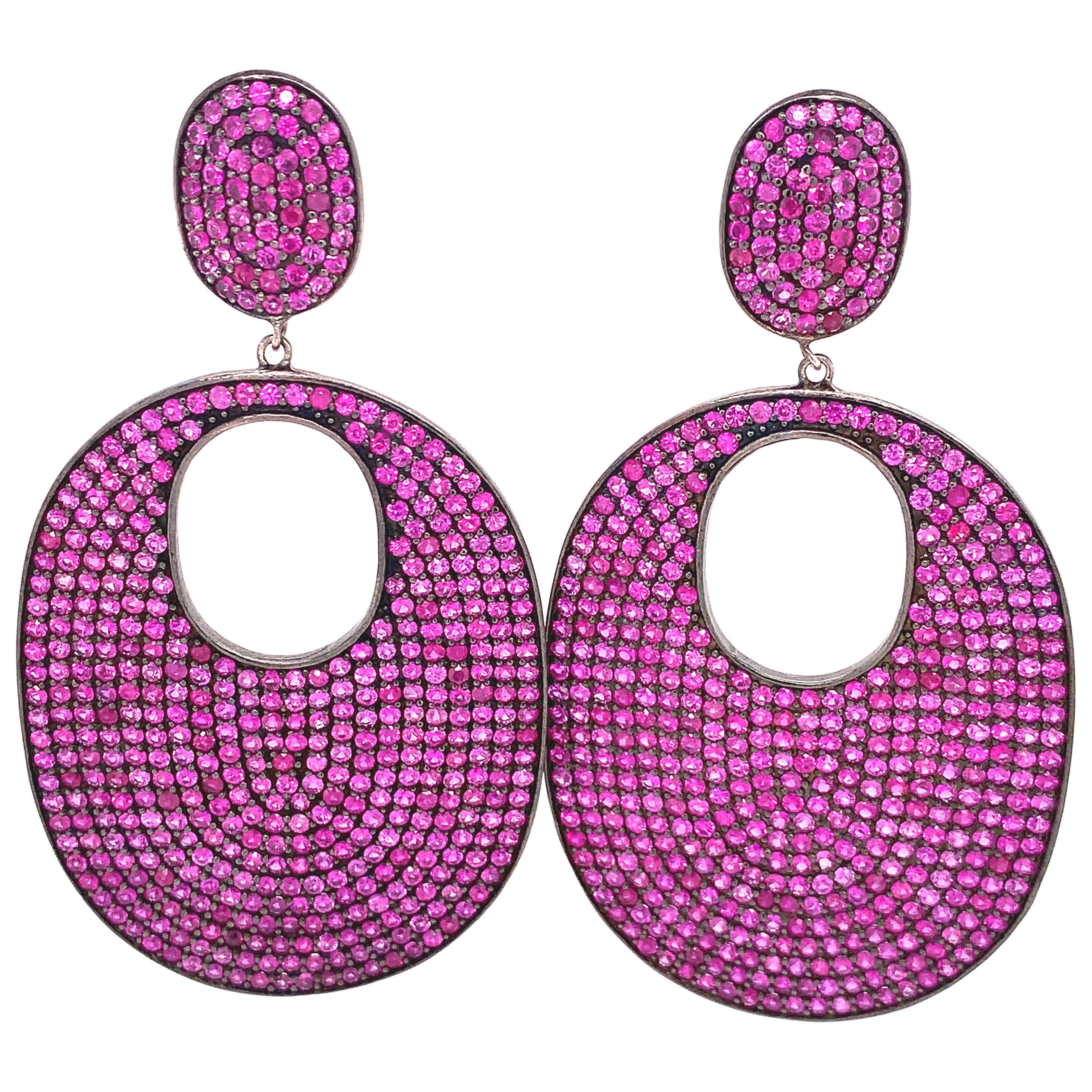Pendientes de disco con gota de rubí Lucea New York en venta