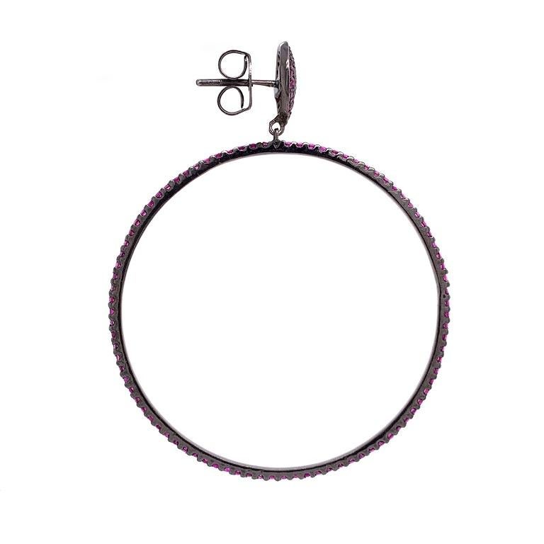 Contemporary Lucea New York Ruby Hoop Earrings For Sale