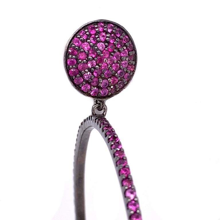 Round Cut Lucea New York Ruby Hoop Earrings For Sale